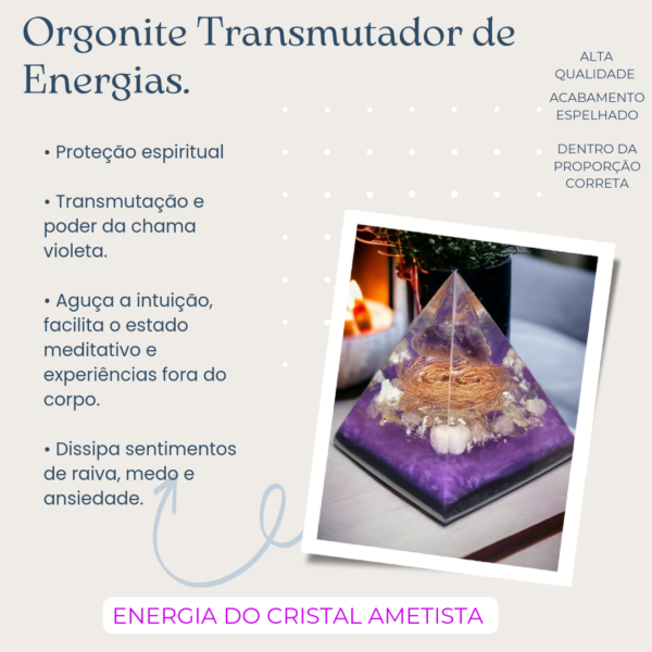 Orgonite Transmutador | Frequência Saint Germain Chama Violeta | Ametista - Image 3